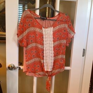 Brand: Living Doll. Size: XL. Color: orange, cream